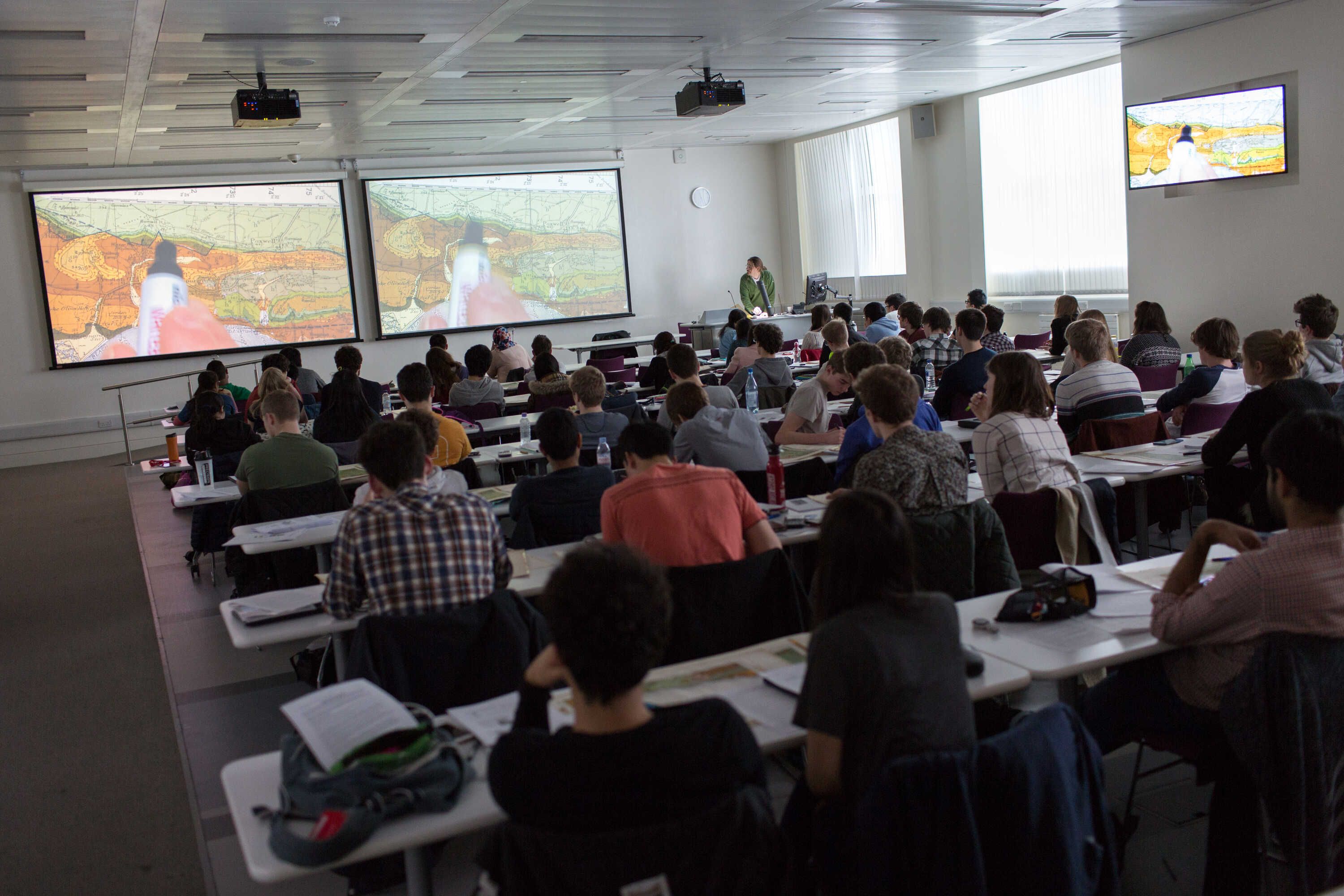 Mark Sutton giving a lecture in the main undergraduate lecture room