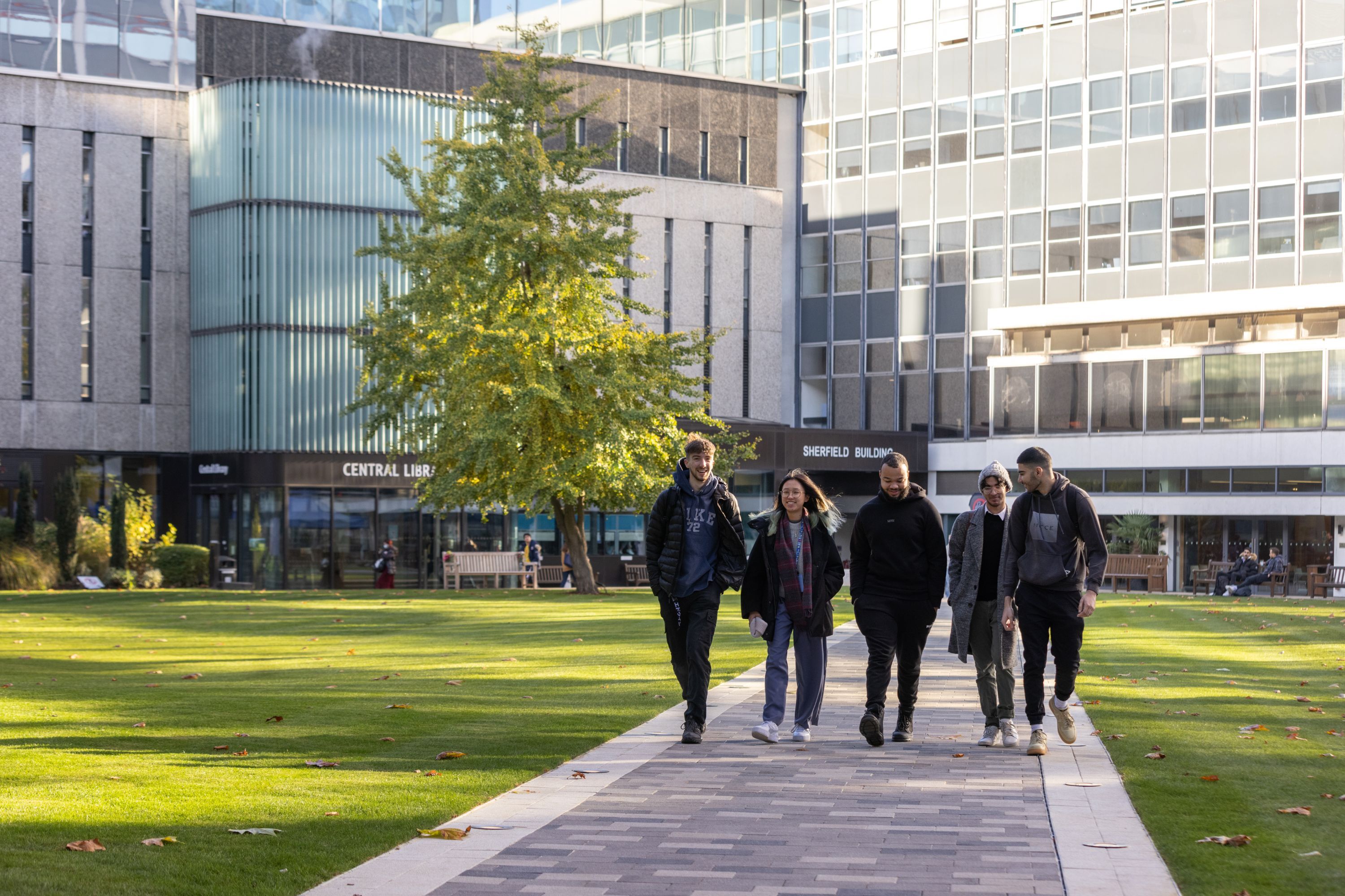 A group of students walking