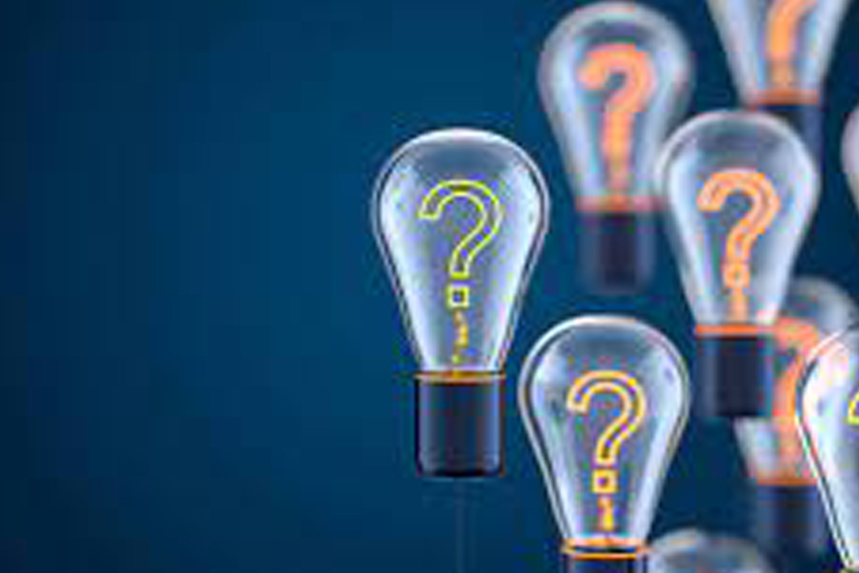 Question marks in lightbulbs illustration