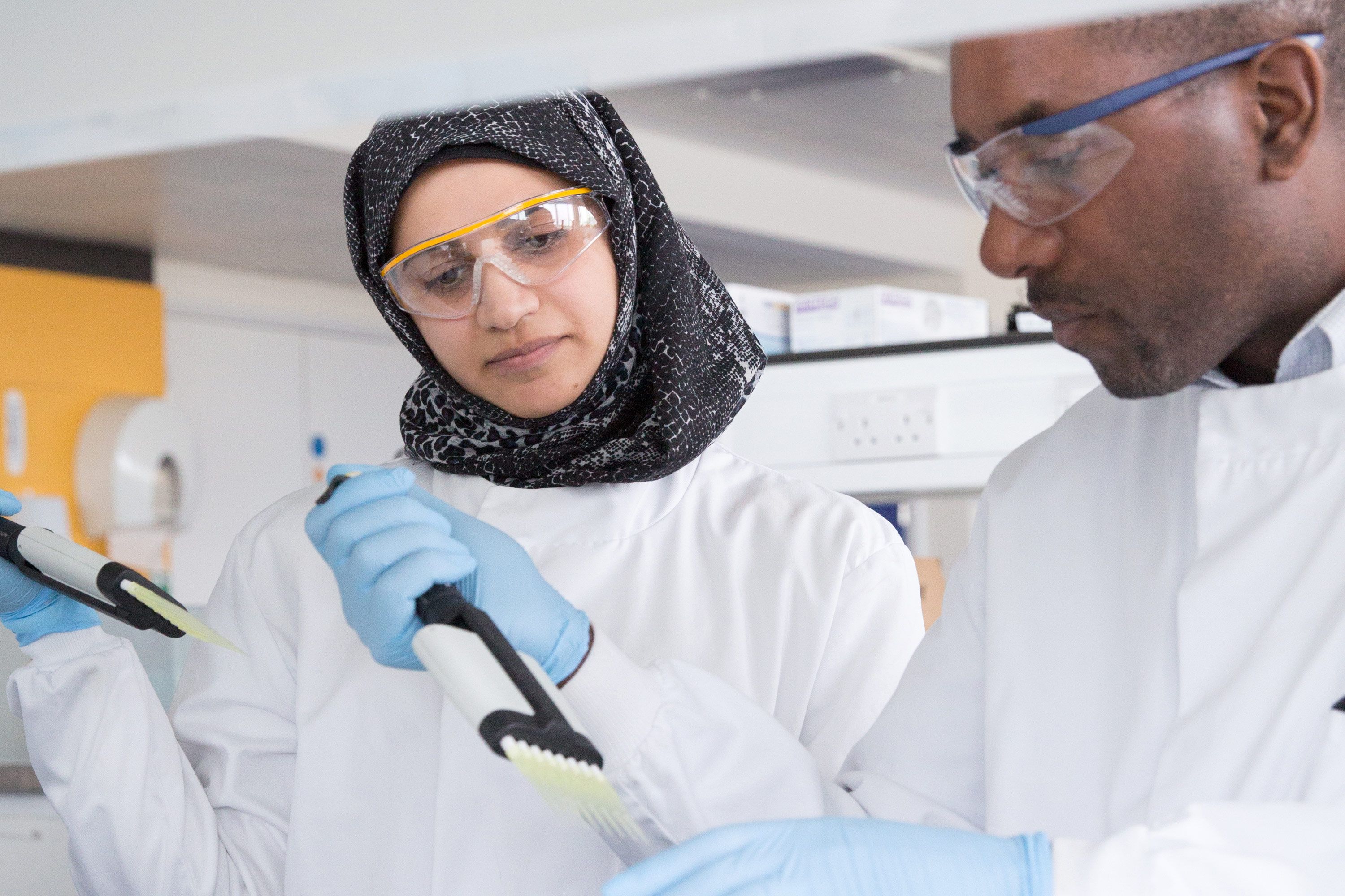 Students in a lab learning laboratory skills