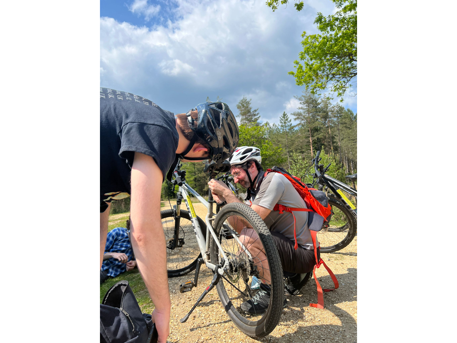 A person fixing a bike