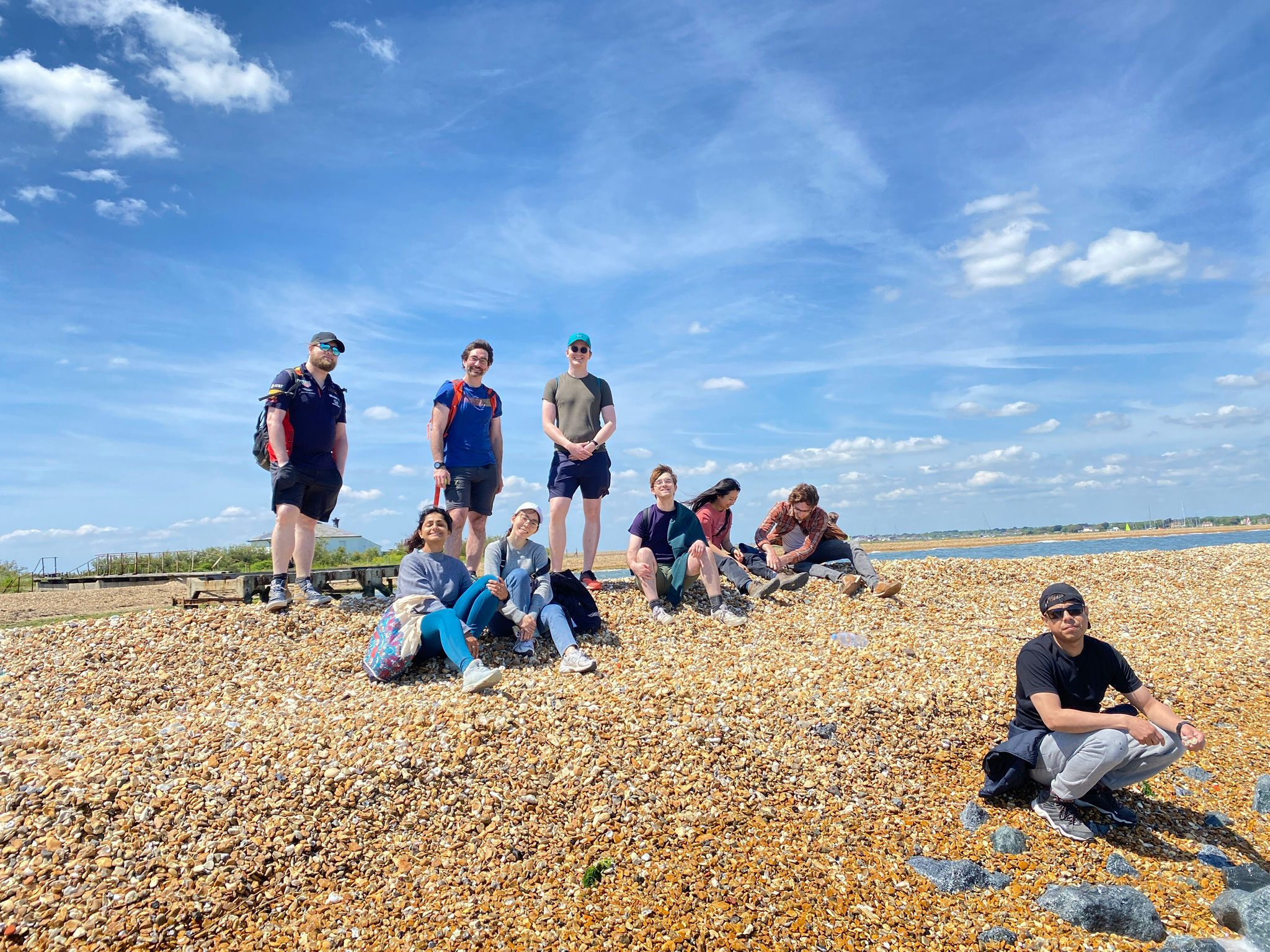 A group of people on a beach