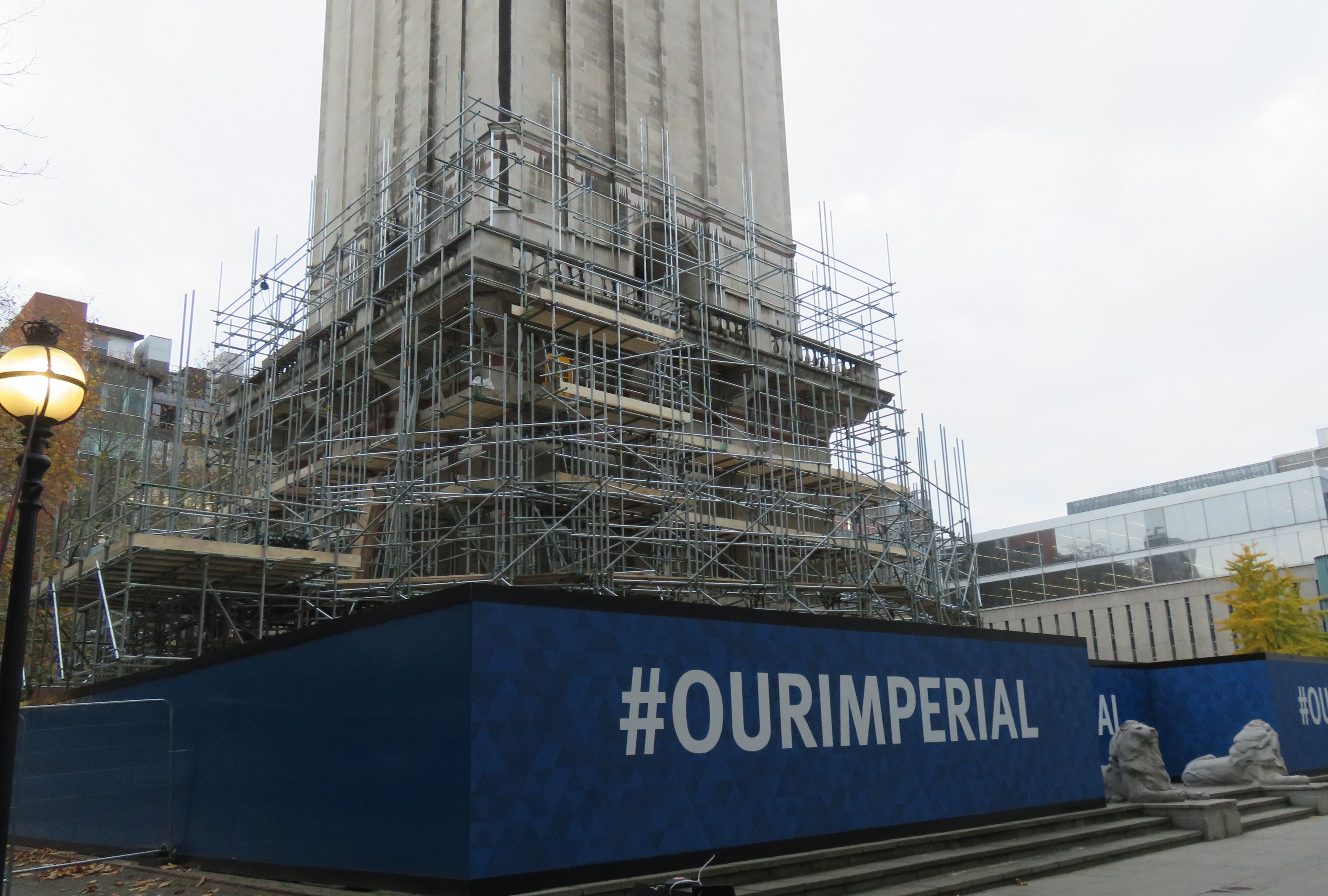 Scaffolding going up around the Queen's Tower