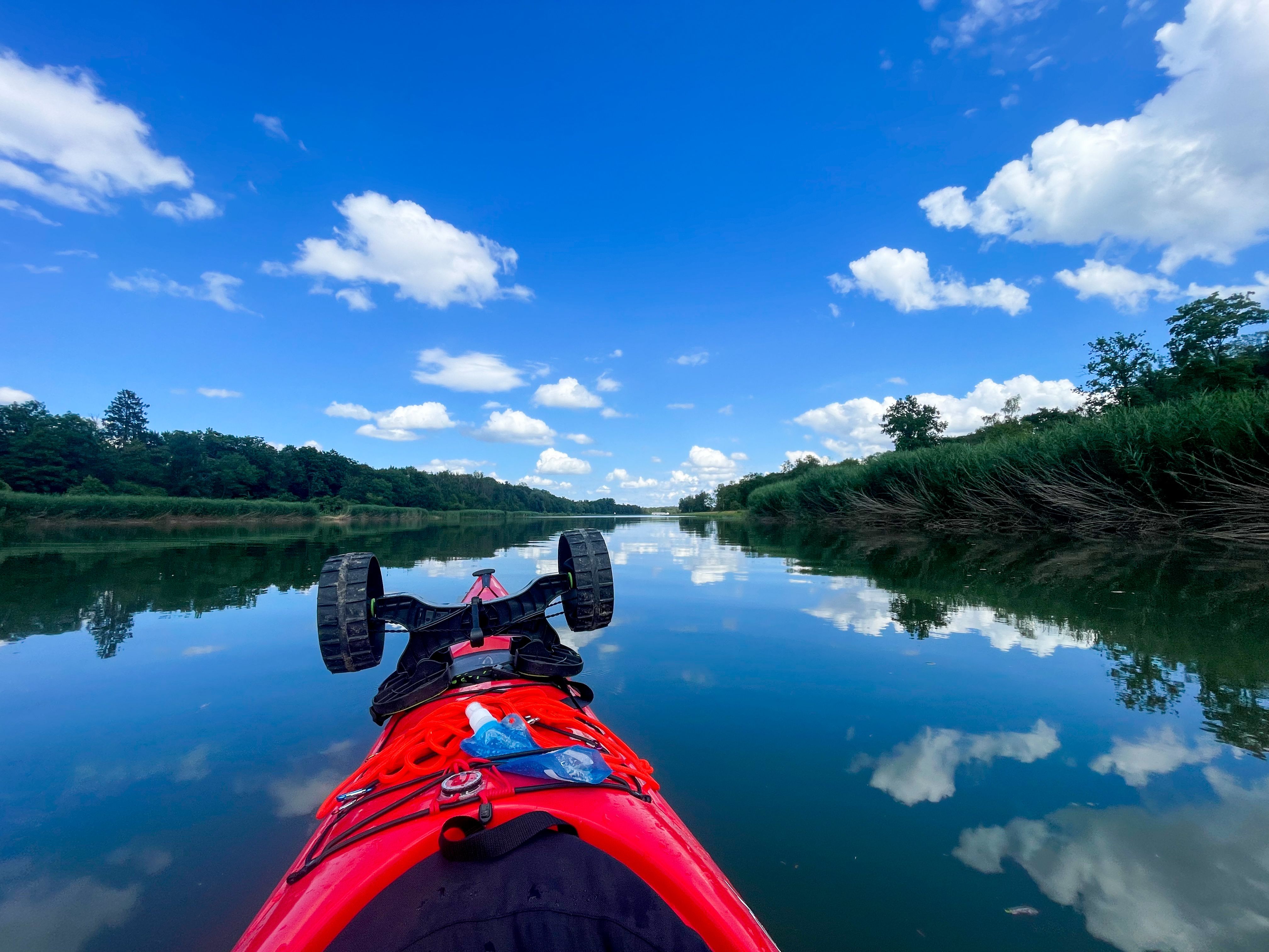 Student kayaking the Danube