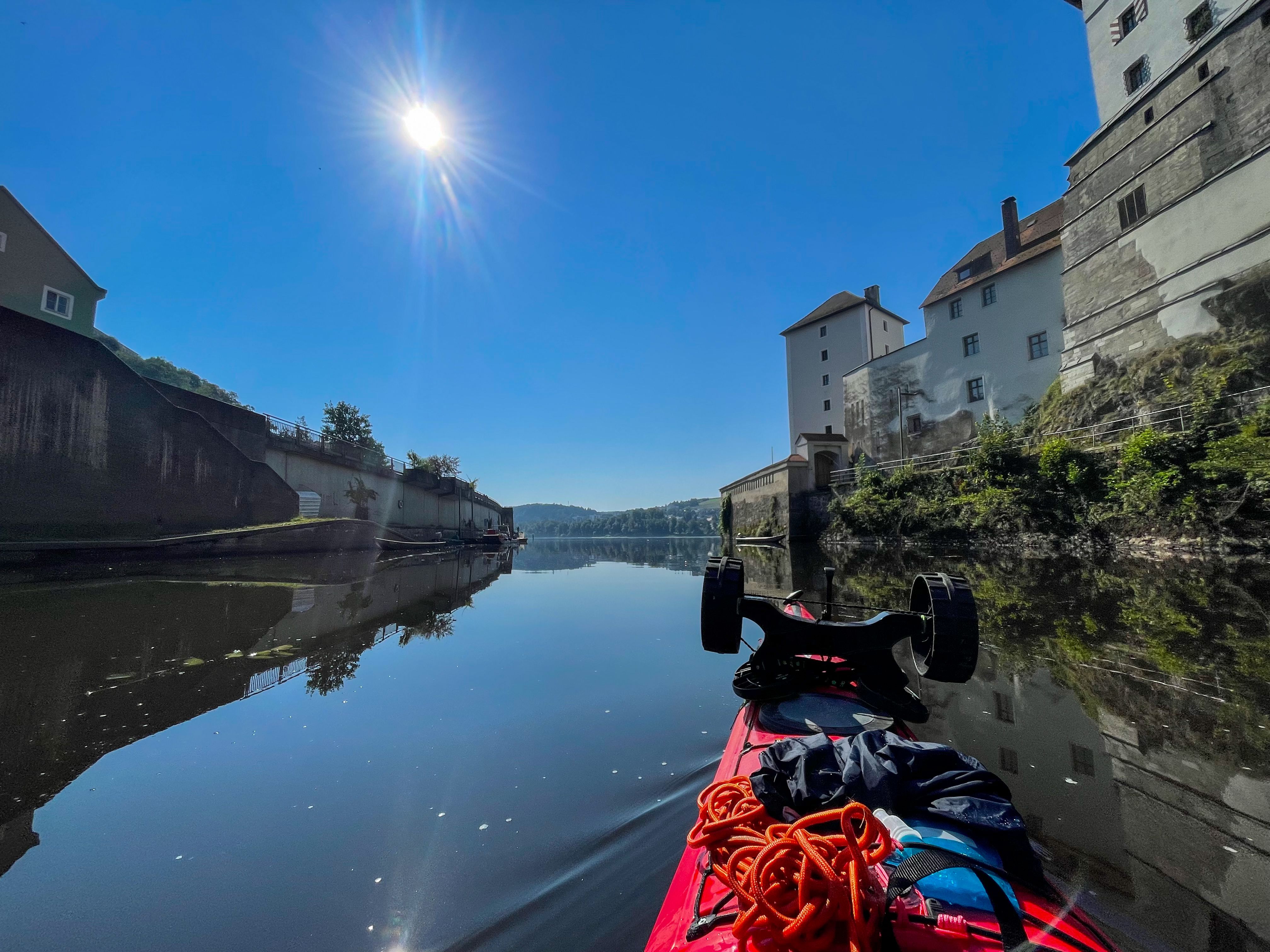 Student kayaking the Danube