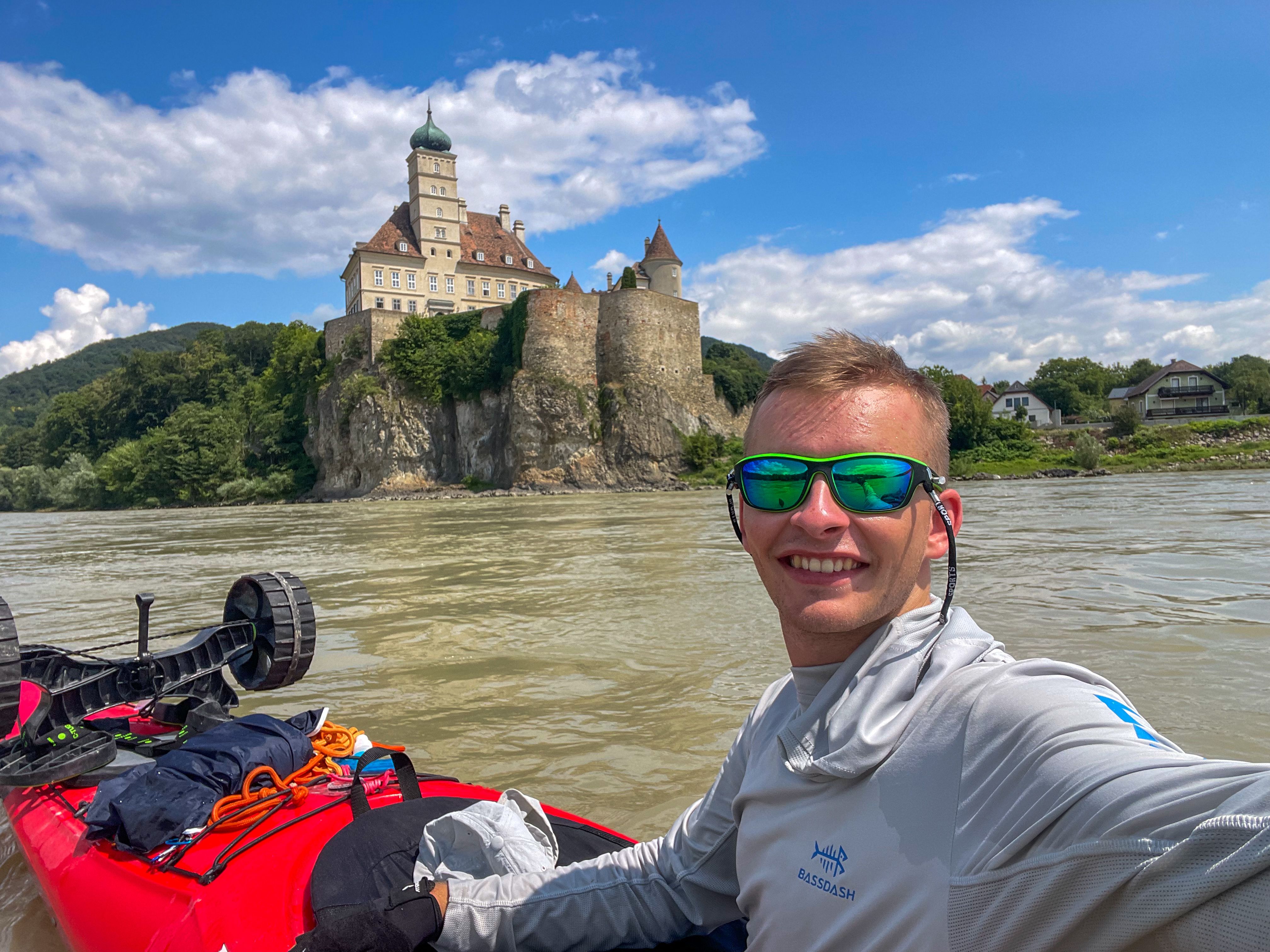 Student kayaking the Danube