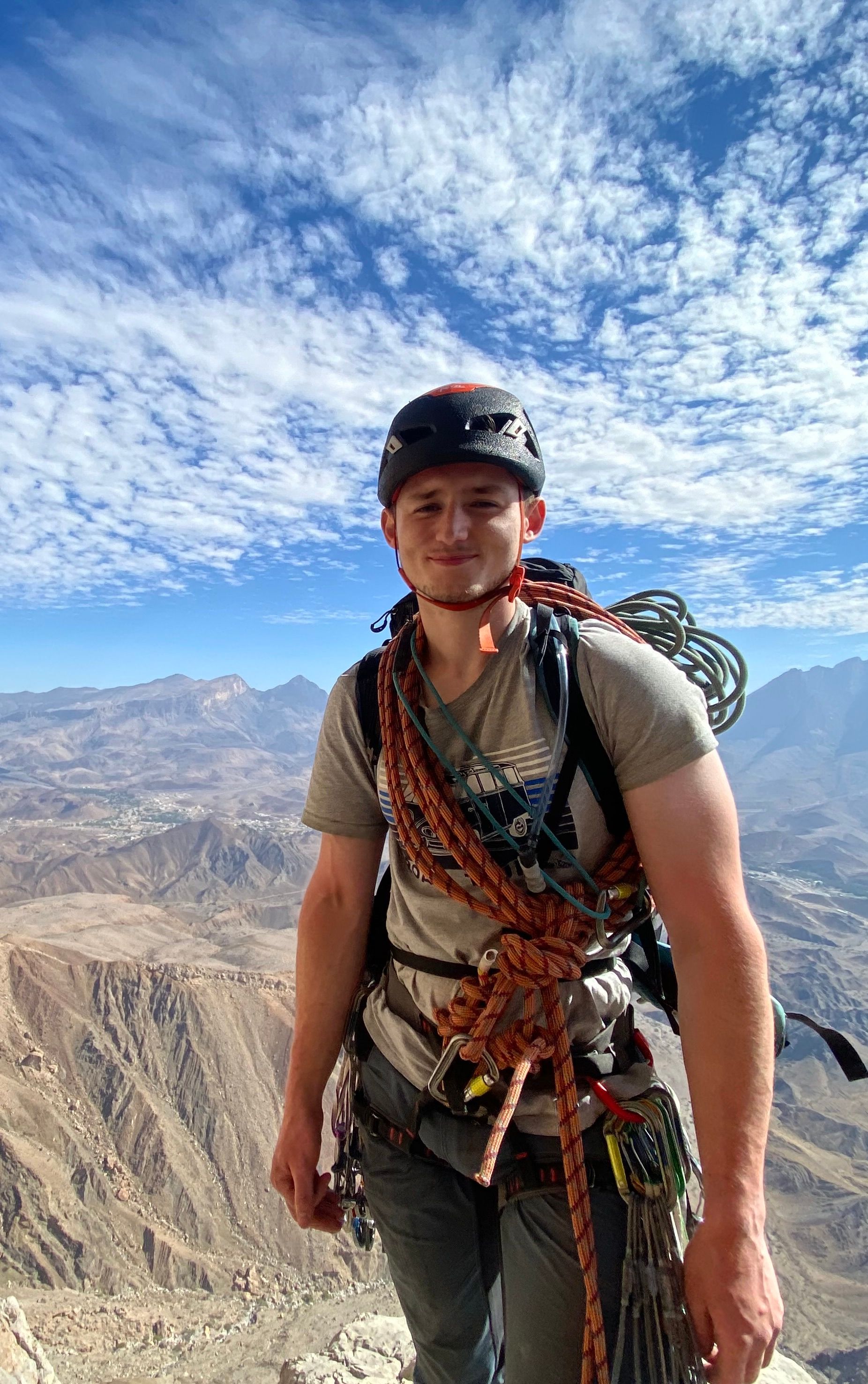 Student climbing in Oman in 2022