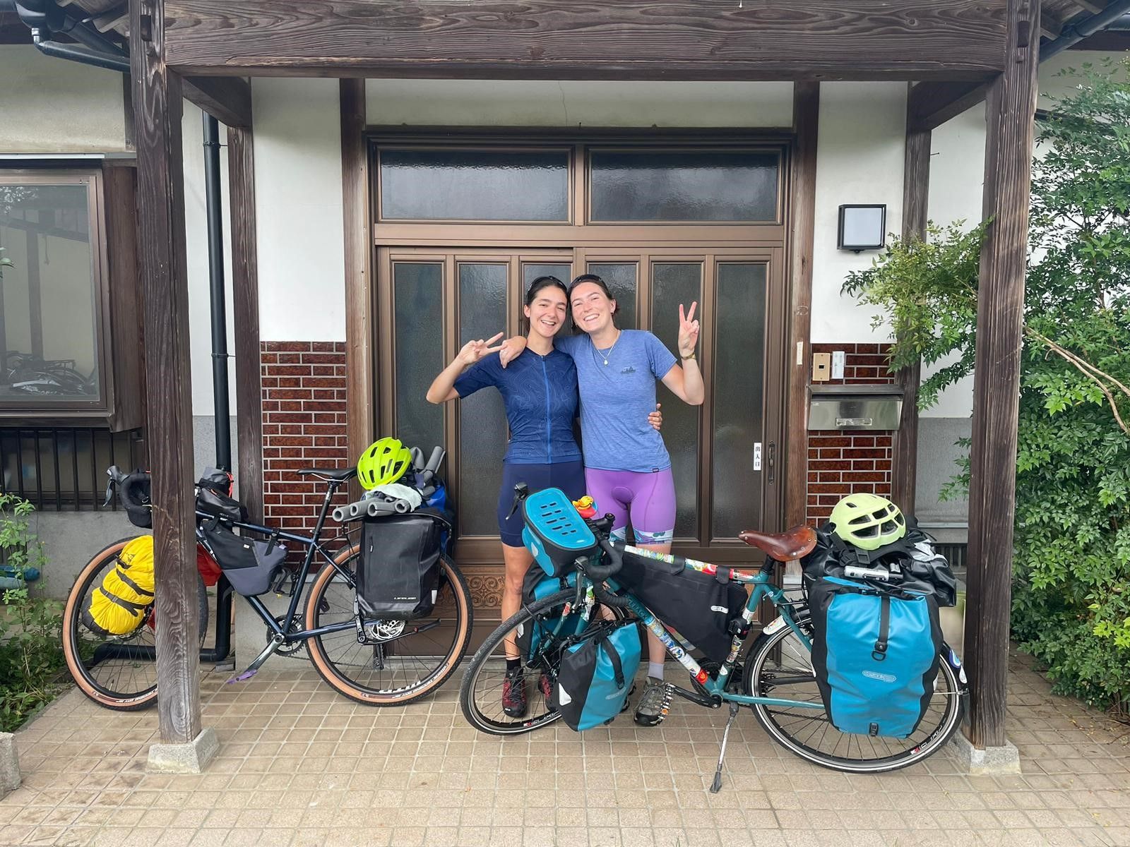 Students bikepacking in Japan