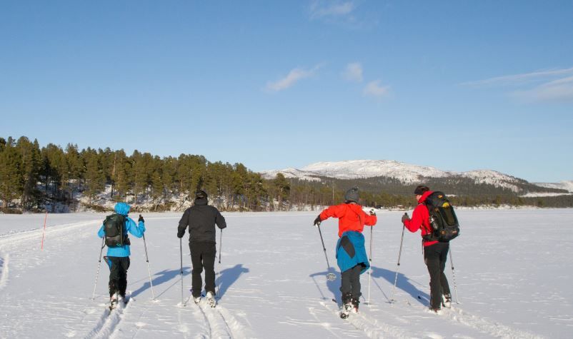 Students cross-country skiing in 2022