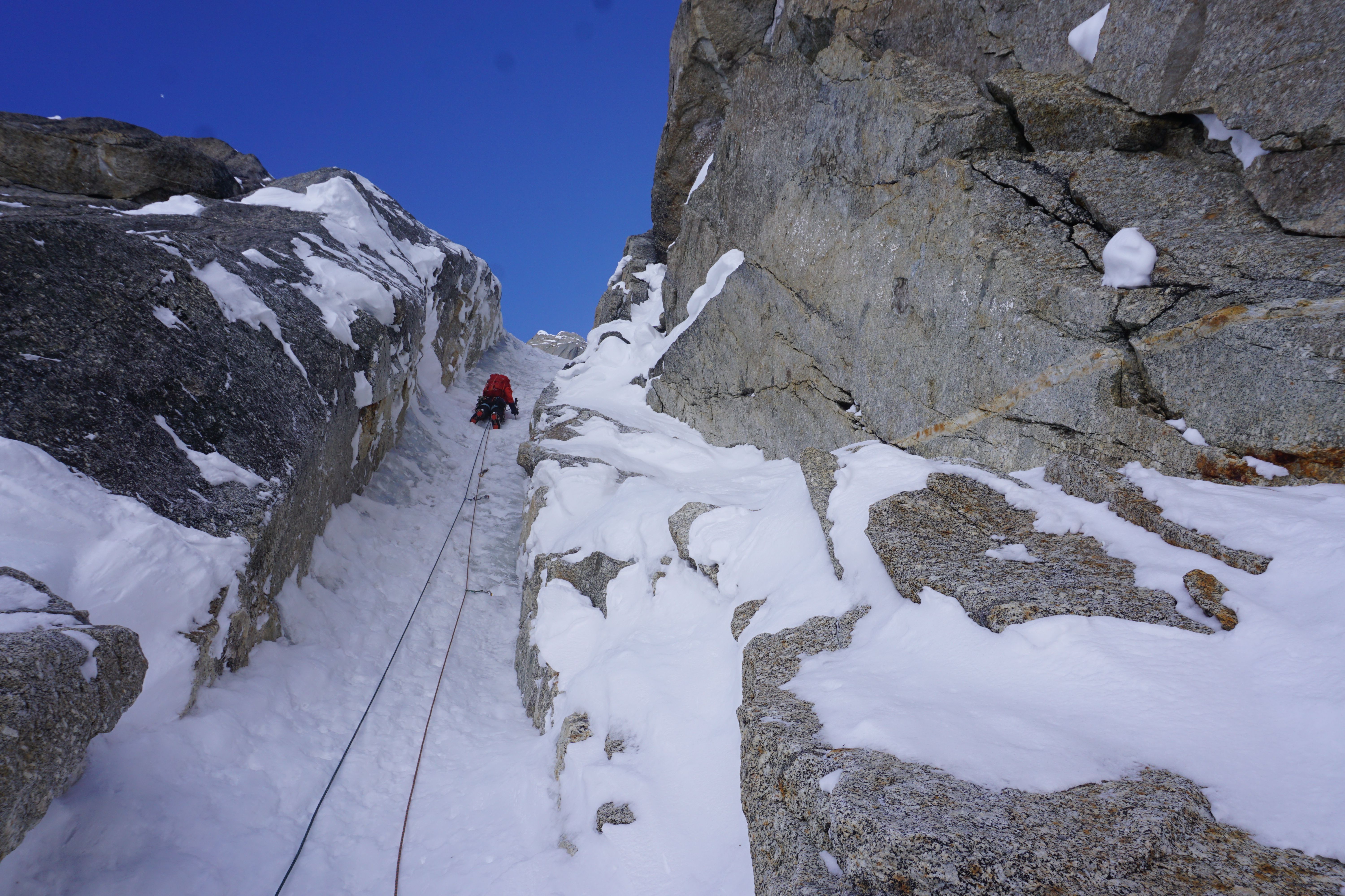 Student ice climbing in Alaska