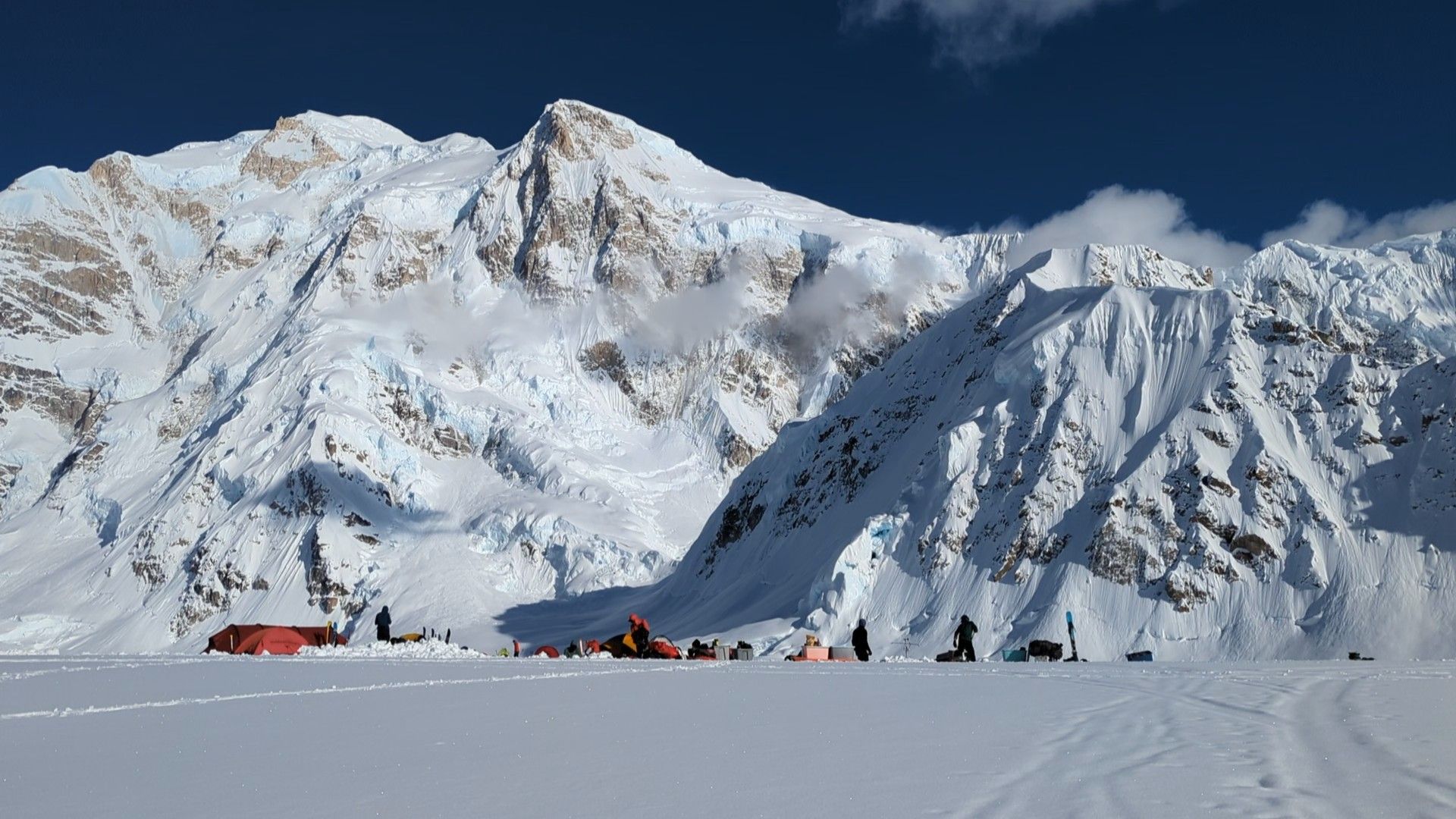 Students camping on a glacier in Alaska