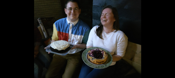 Dr Cooper and Dr Midson with their cakes