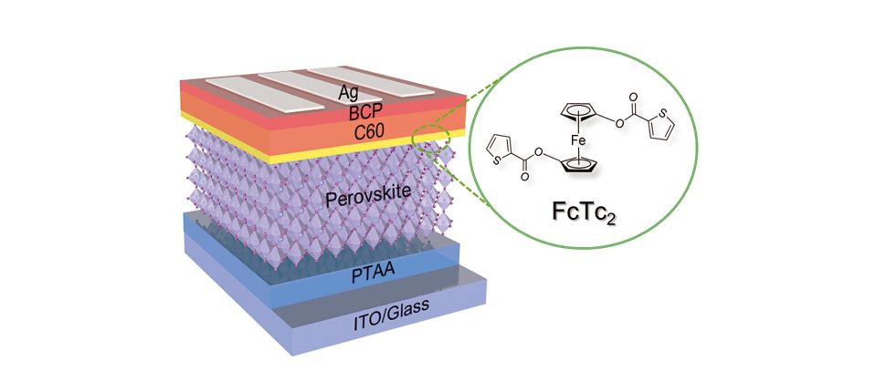 Organometallic-functionalized interfaces for highly efficient inverted perovskite solar cells