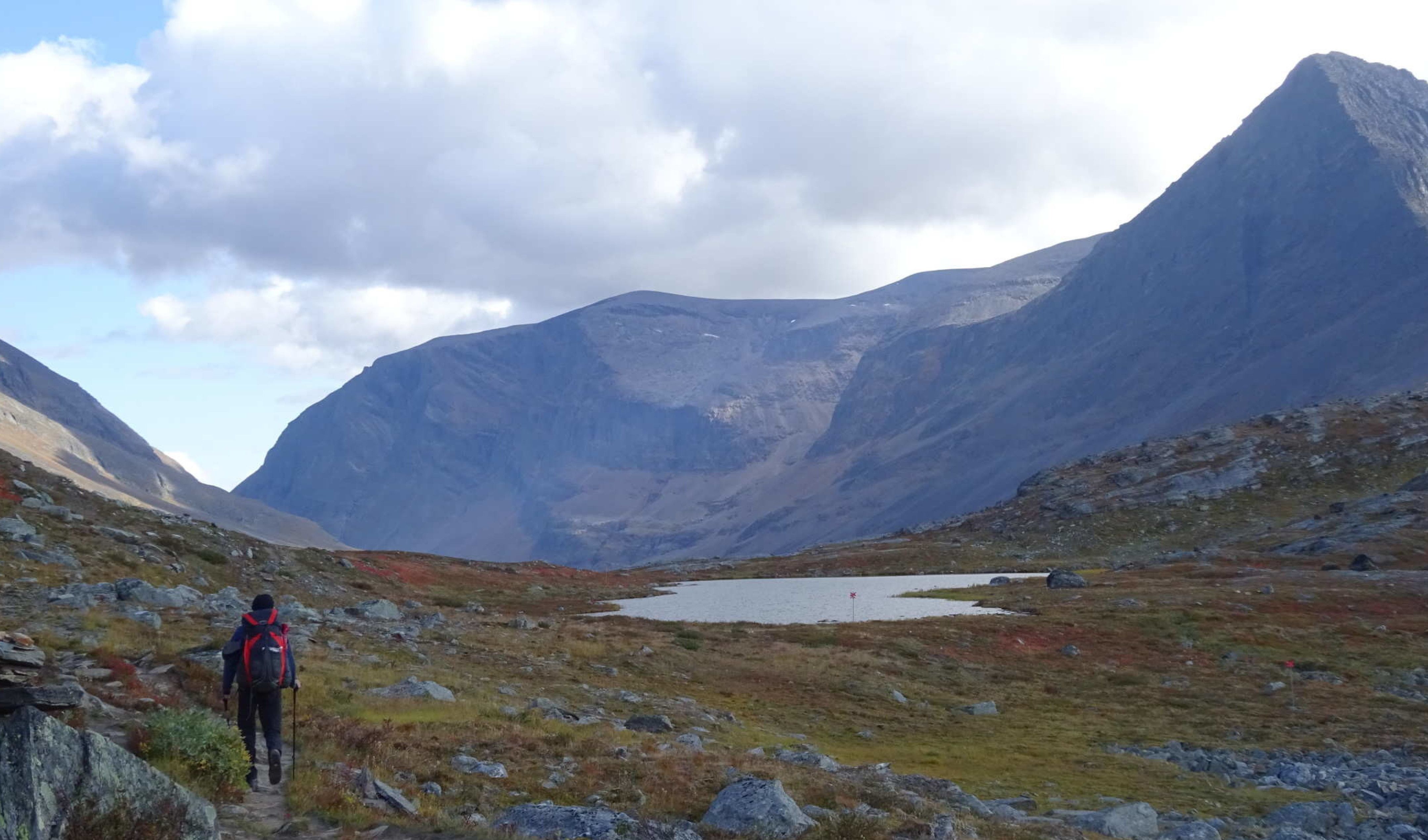 One student trekking in arctic Sweden