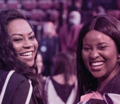 Two female BME students at graduation