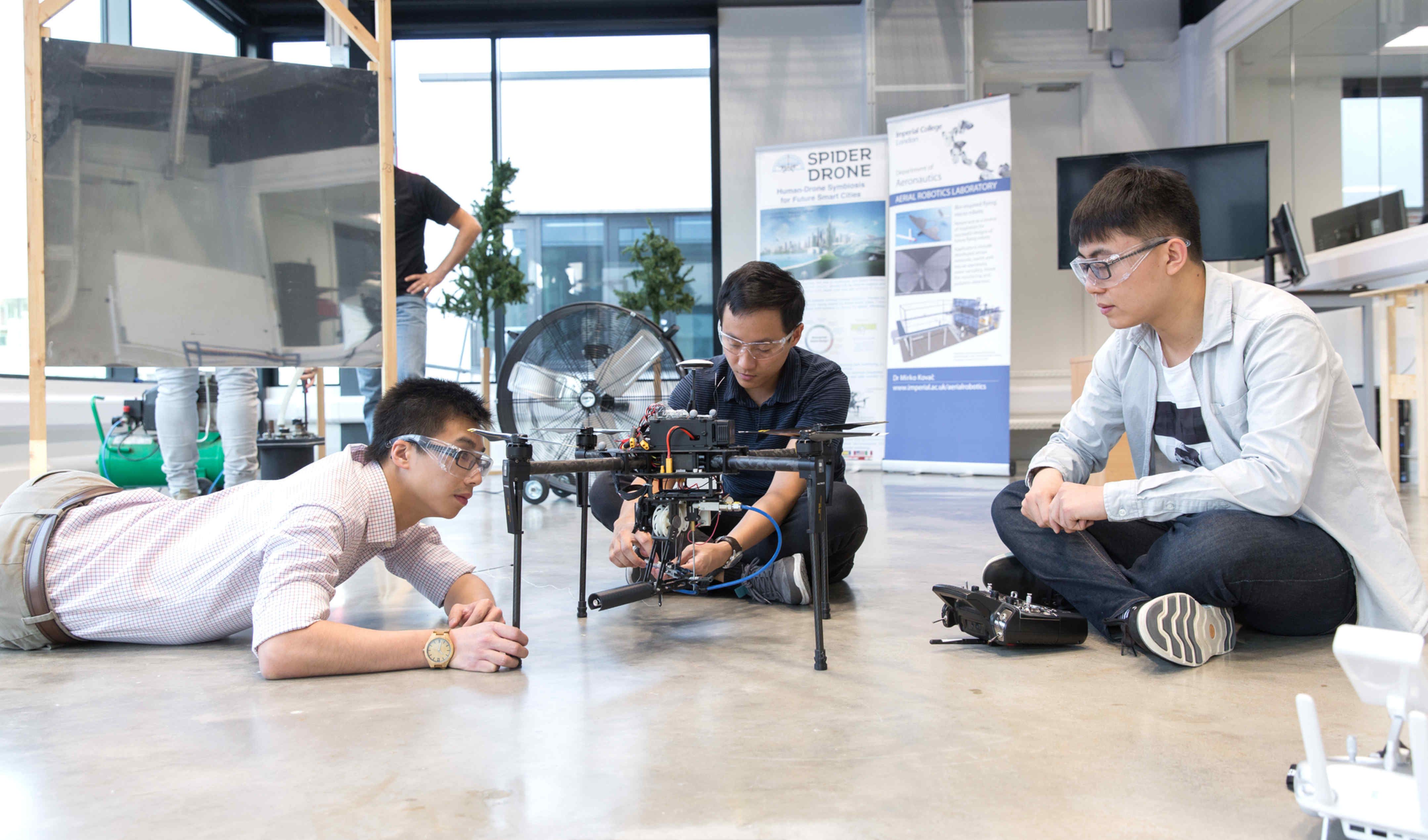 Students with robot