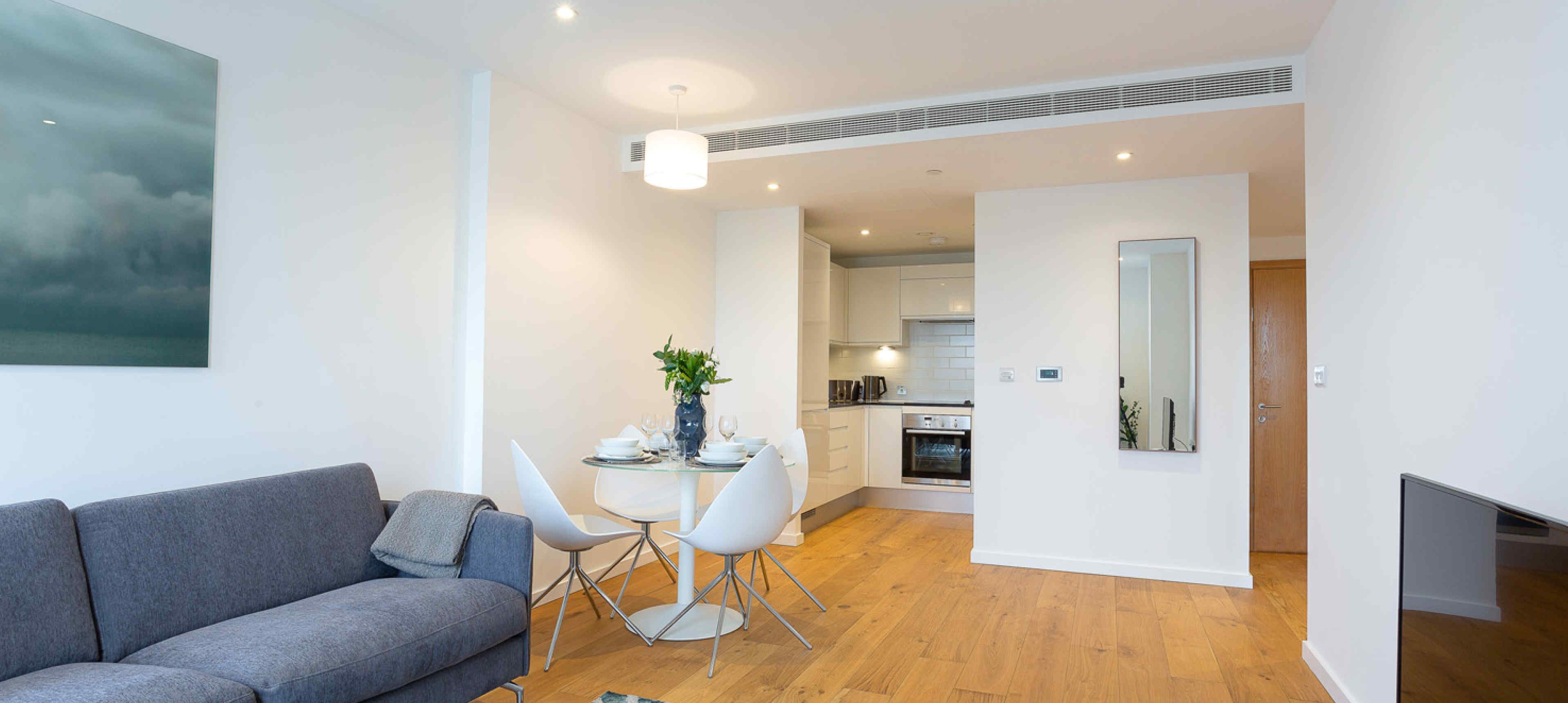 Open plan living room and kitchen