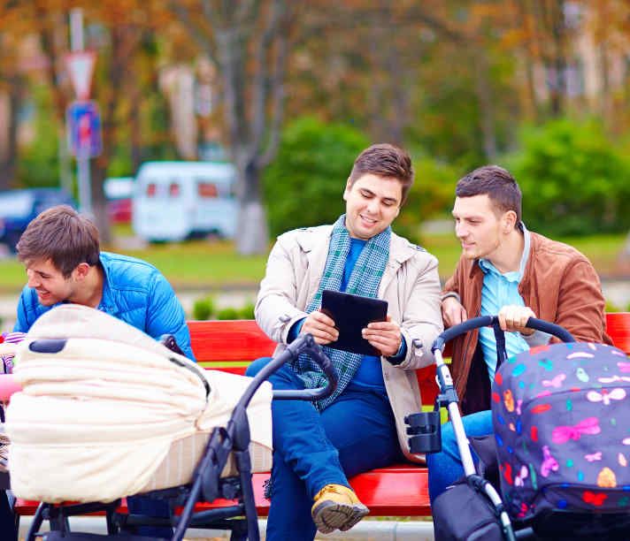 Dads in park with prams