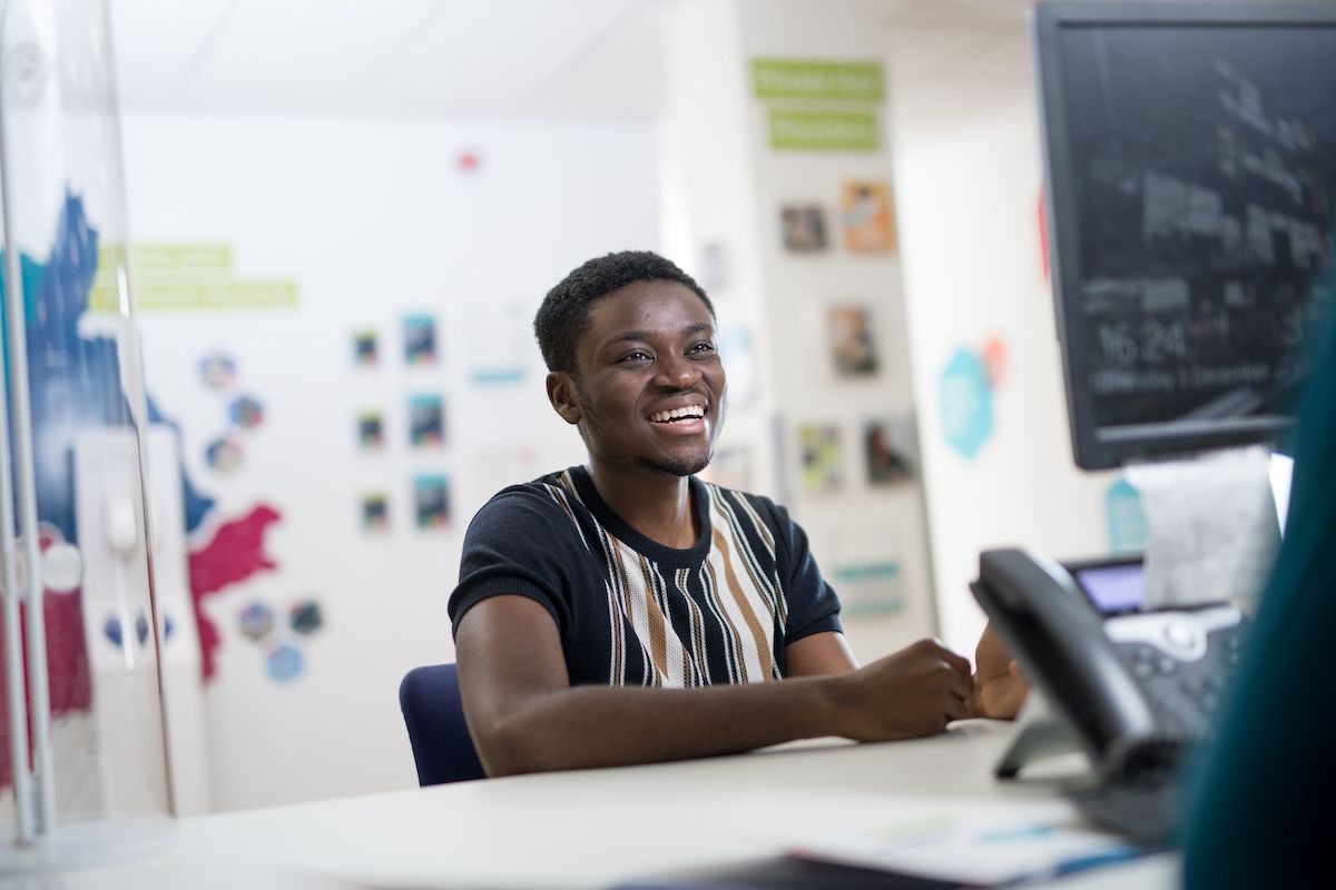 Student at help desk