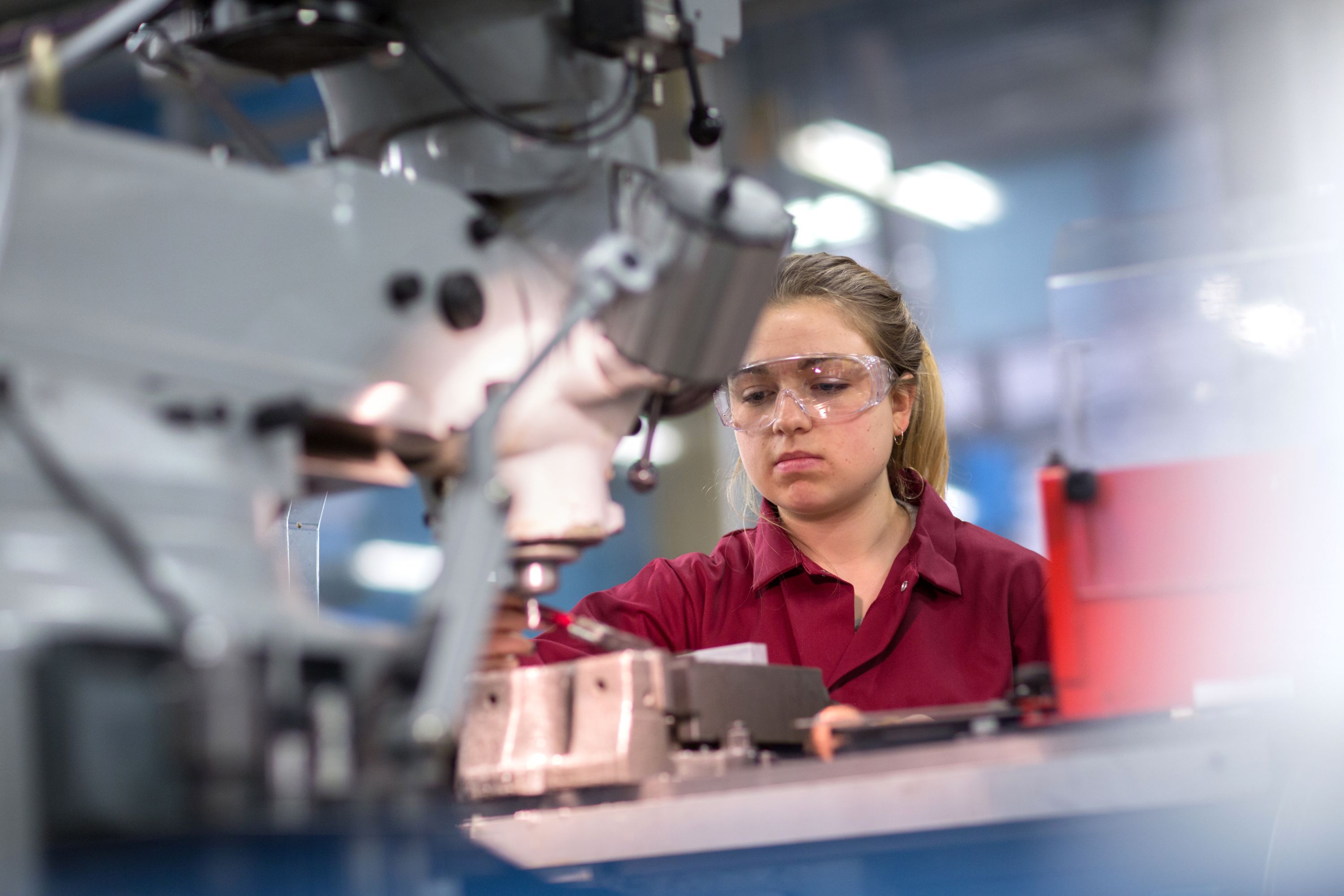 Student using equipment