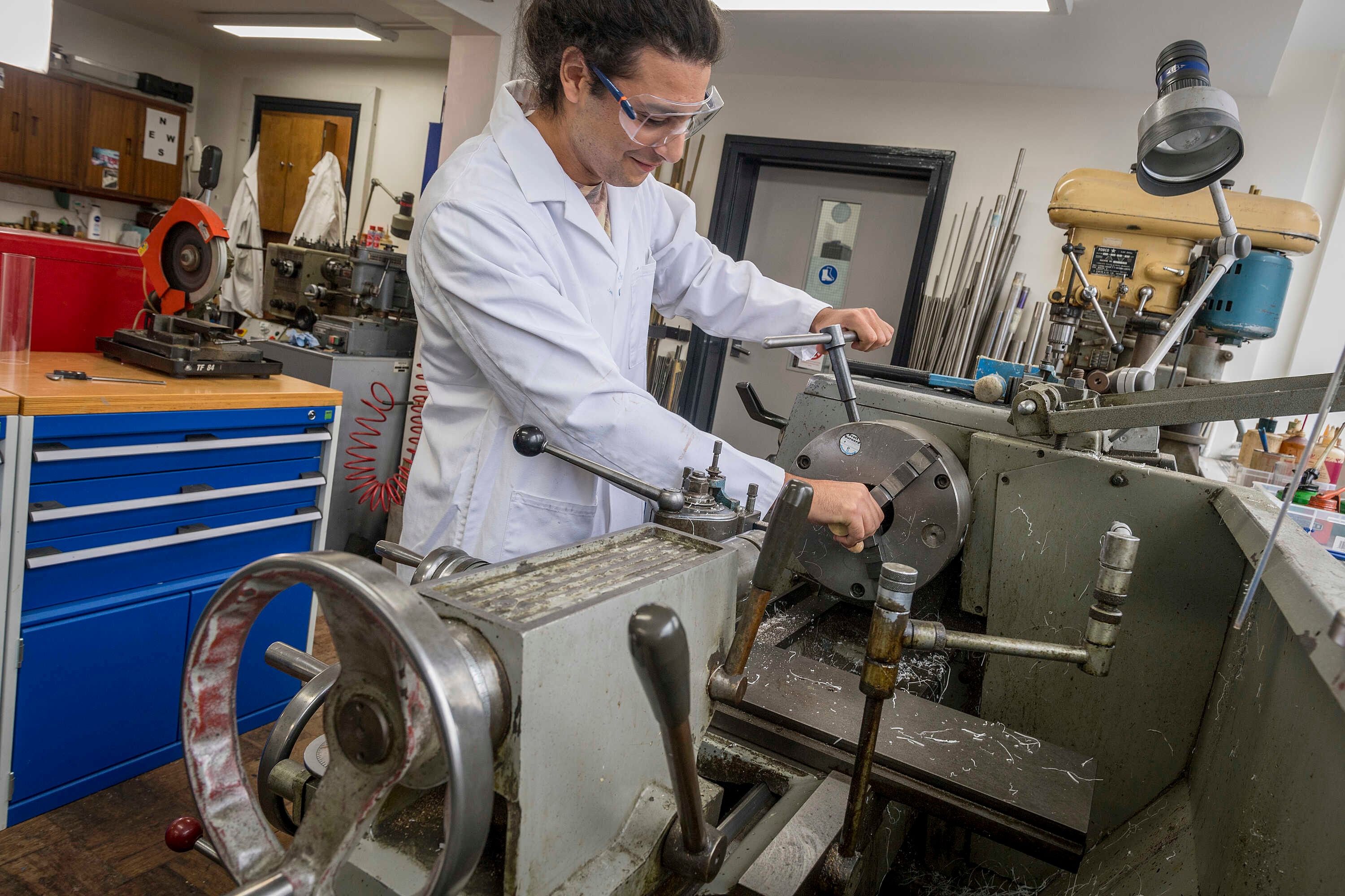 A researcher working in an engineering lab.