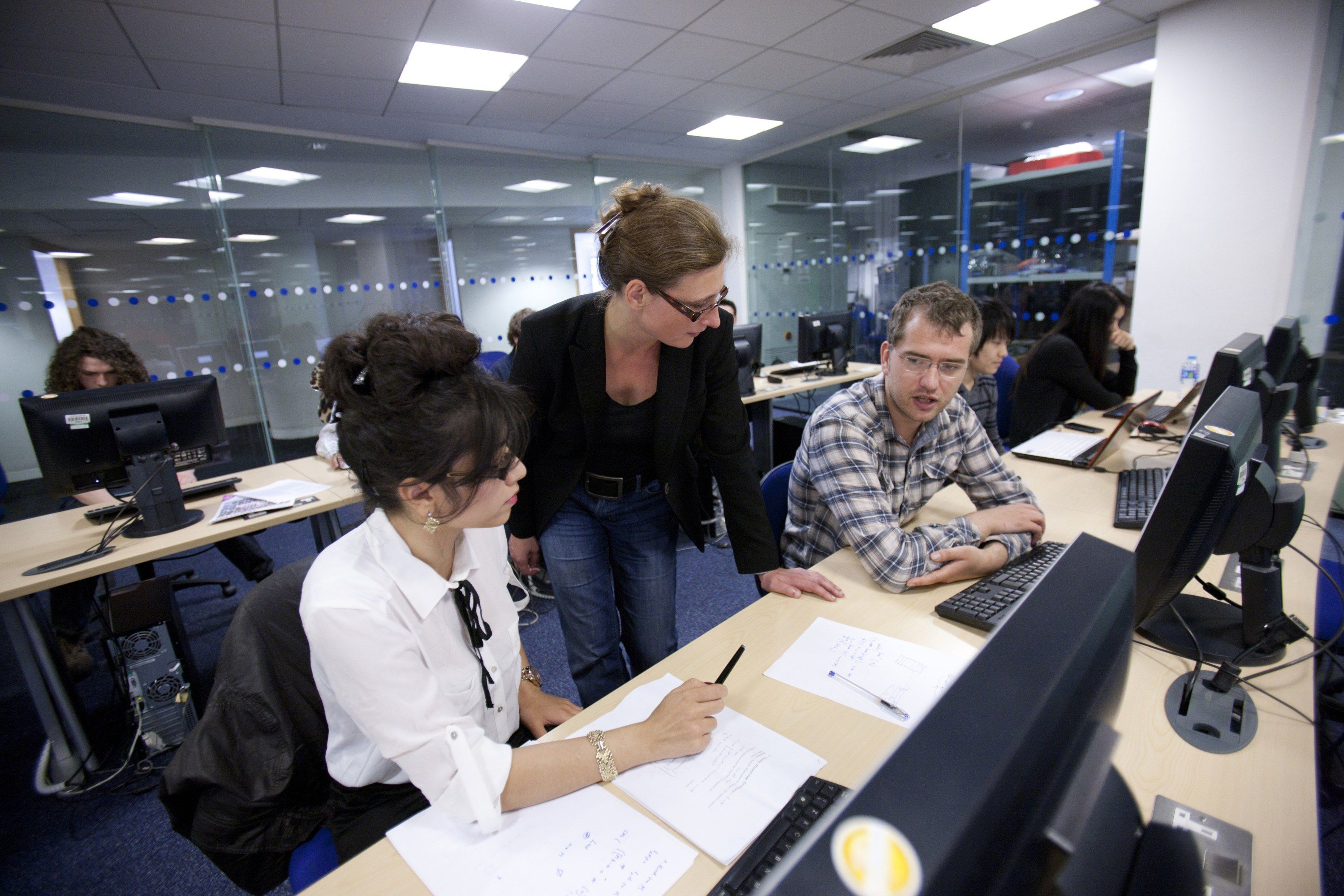 Students working on computers