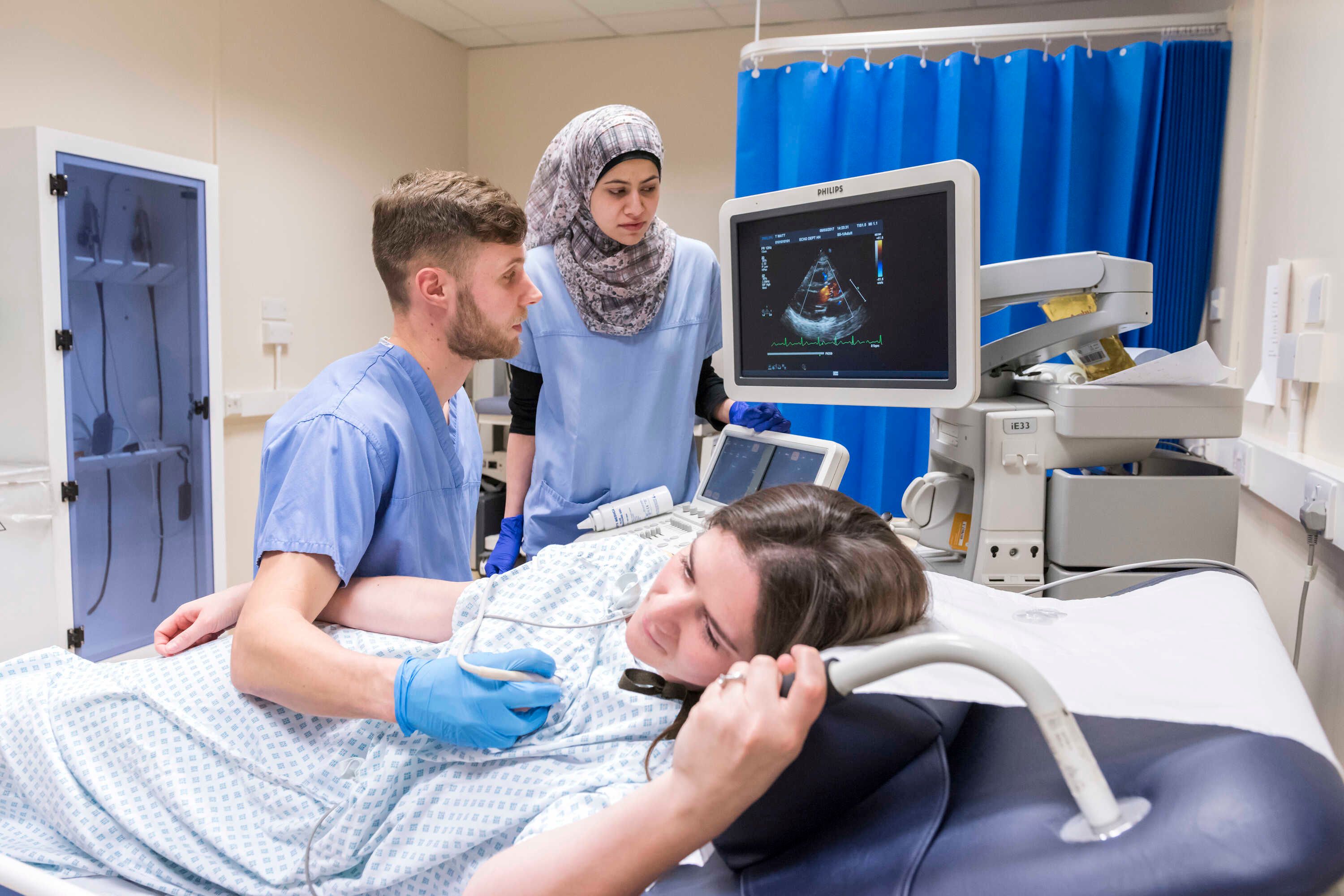 Ultrasound being performed on patient