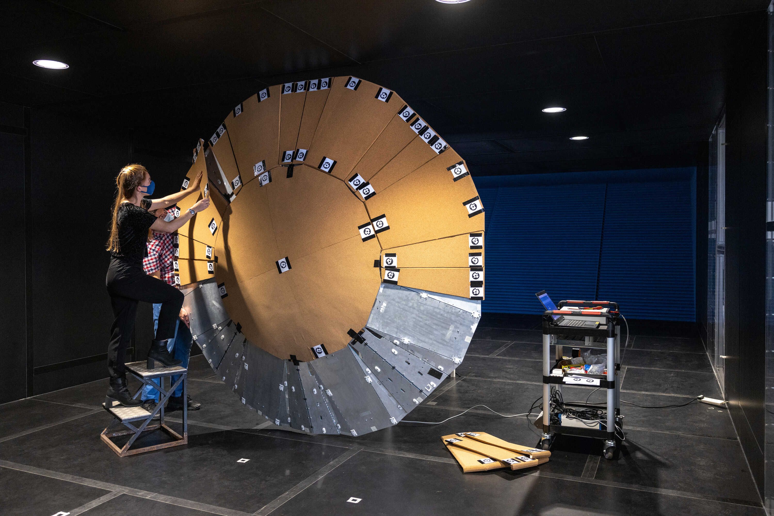 A student building a heat shield