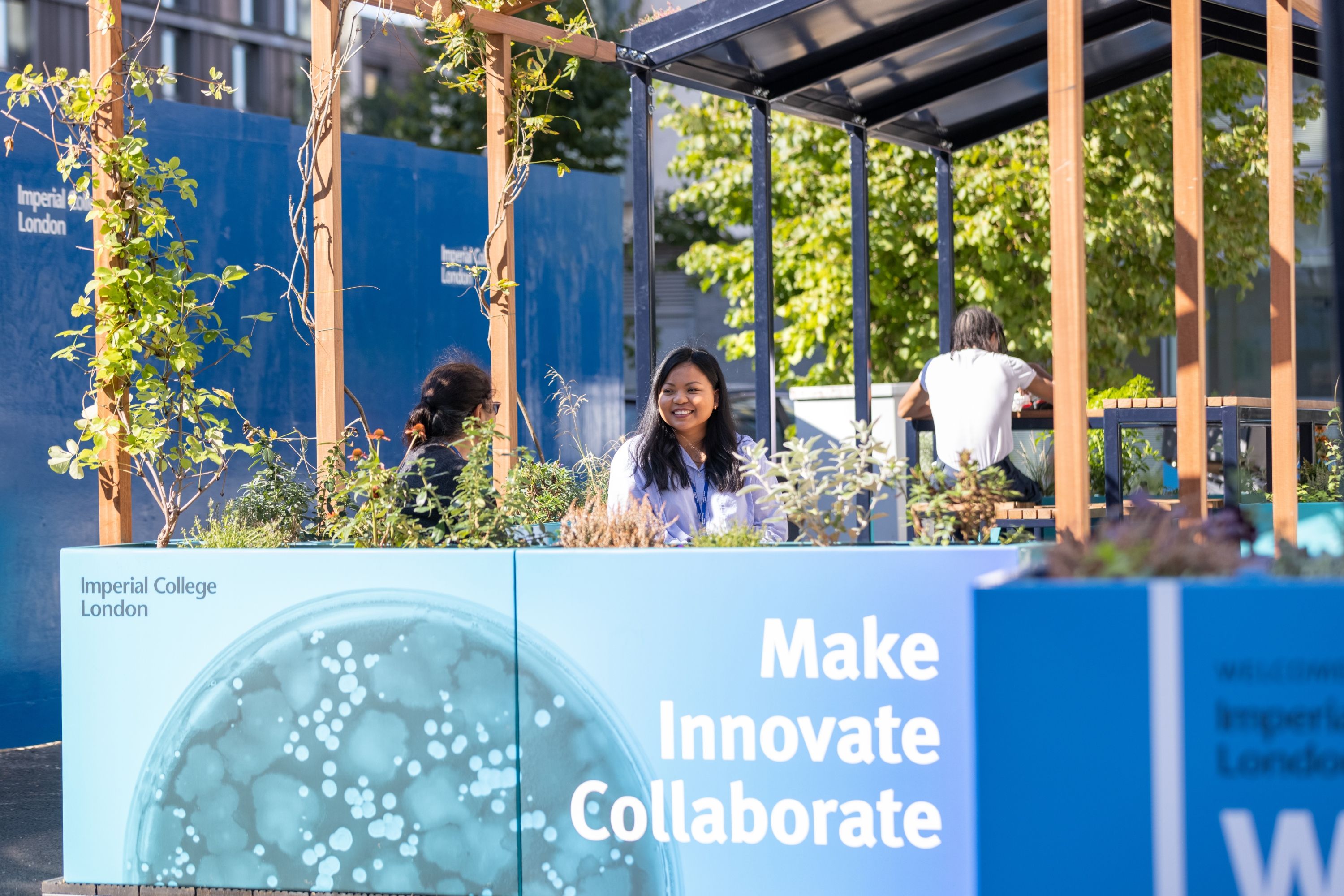 Two students sat at the White City campus