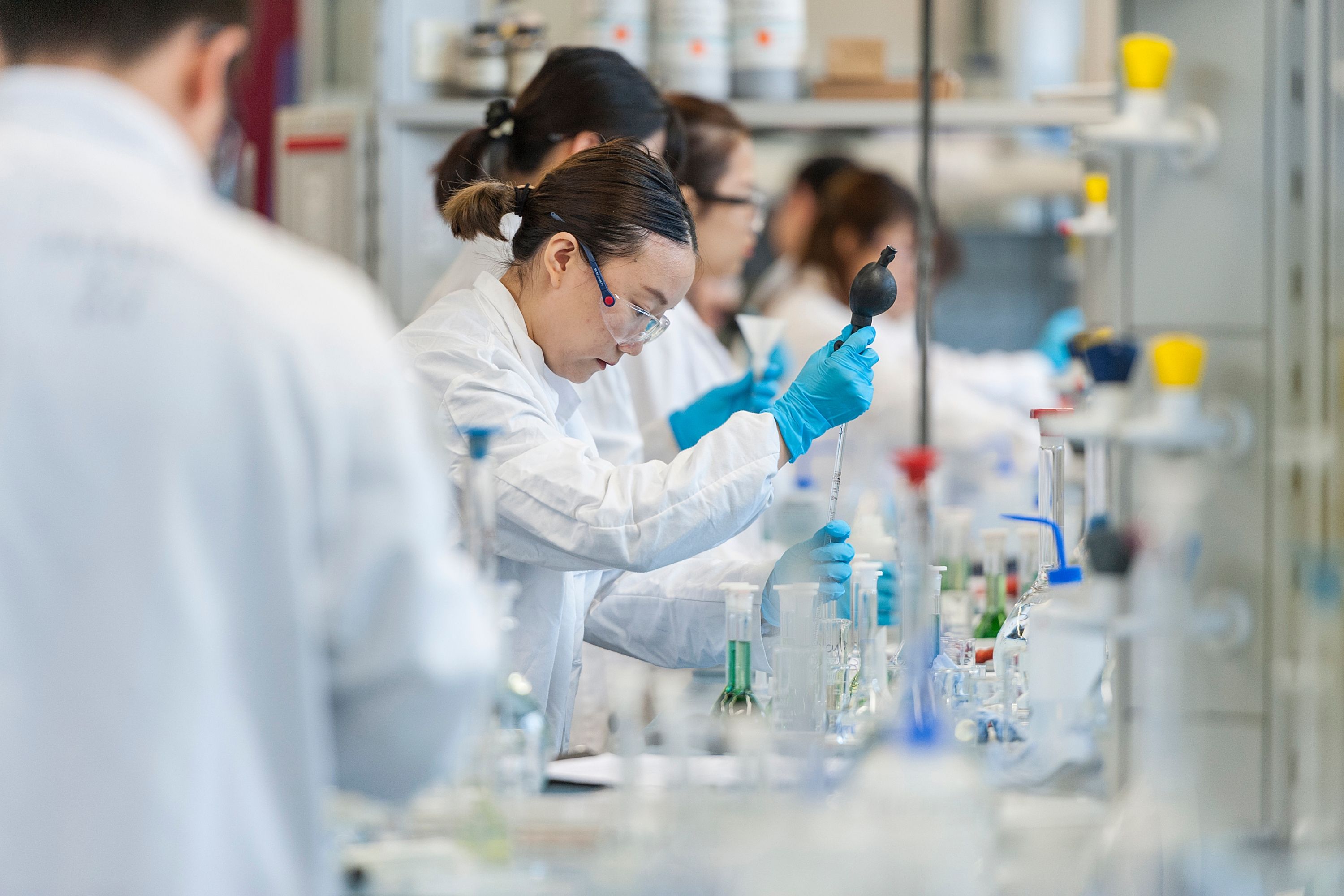 A student working in the lab