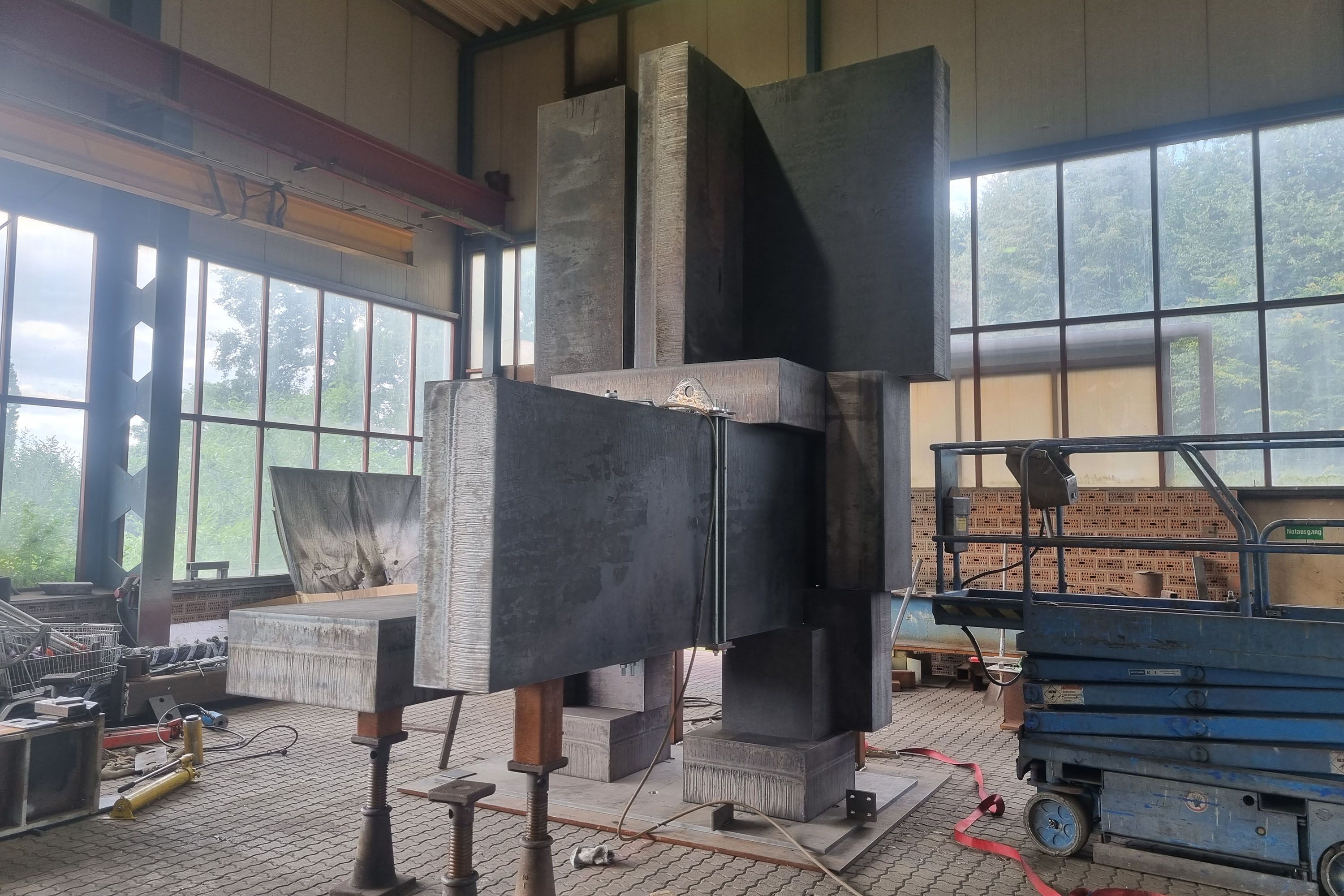 Alert sculpture being constructed