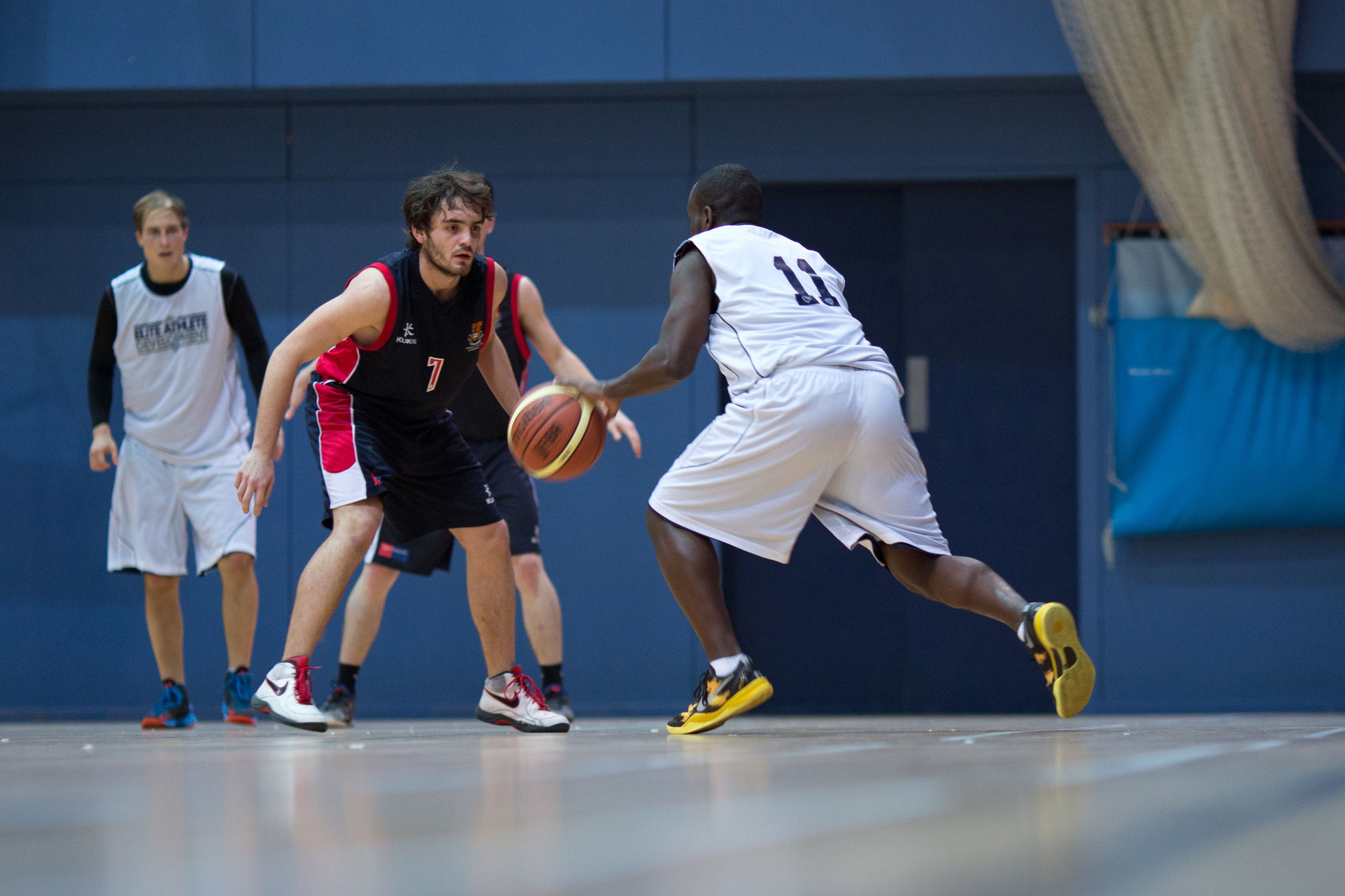 Students playing basketball